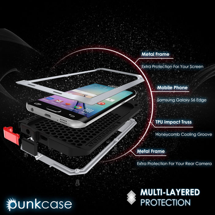 Galaxy S6 EDGE  Case, PUNKcase Metallic Silver Shockproof  Slim Metal (Color in image: black)