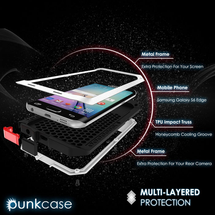 Galaxy S6 EDGE  Case, PUNKcase Metallic White Shockproof  Slim Metal (Color in image: black)