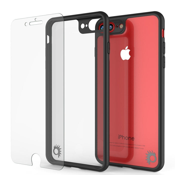 iPhone 8+ Plus Case, Punkcase [MASK Series] [BLACK] Full Body Hybrid Dual Layer TPU Cover W/ protective Tempered Glass Screen Protector (Color in image: pink)