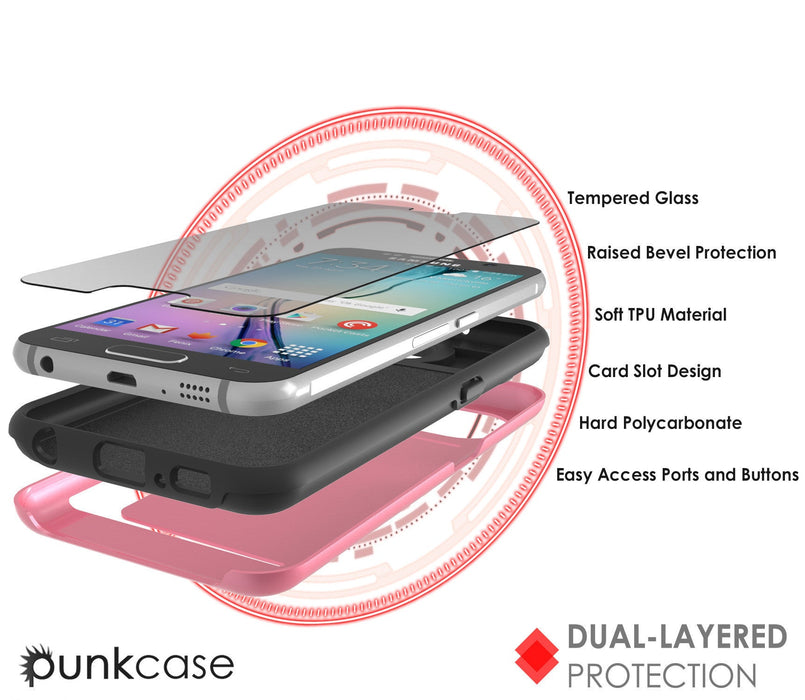 Galaxy S6 EDGE Case PunkCase CLUTCH Pink Series Slim Armor Soft Cover Case w/ Screen Protector (Color in image: White)