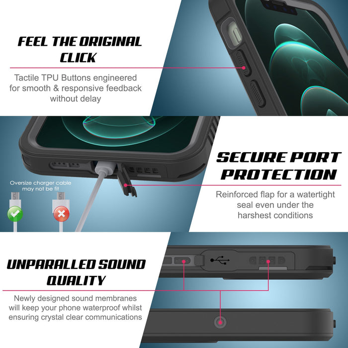 iPhone 13 Mini  Waterproof Case, Punkcase [Extreme Series] Armor Cover W/ Built In Screen Protector [Teal] (Color in image: Pink)