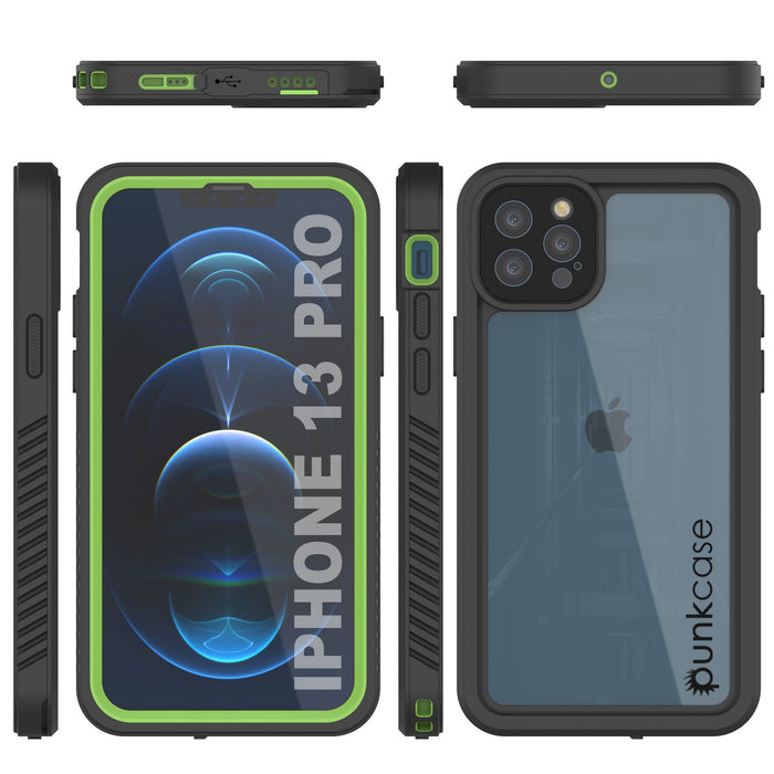 iPhone 13 Pro  Waterproof Case, Punkcase [Extreme Series] Armor Cover W/ Built In Screen Protector [Light Green] (Color in image: Red)
