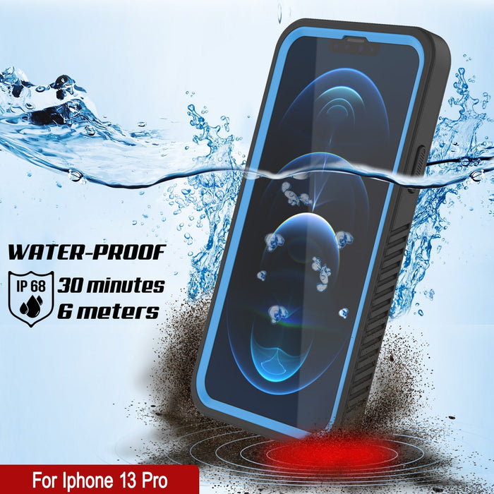 iPhone 13 Pro  Waterproof Case, Punkcase [Extreme Series] Armor Cover W/ Built In Screen Protector [Light Blue] (Color in image: Pink)