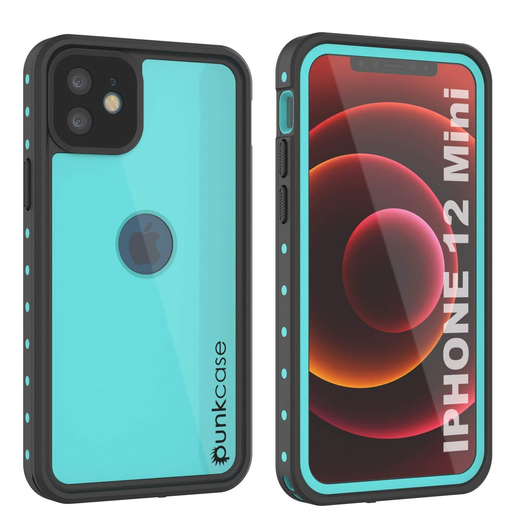 iPhone 12 Mini Waterproof IP68 Case, Punkcase [Teal] [StudStar Series] [Slim Fit] (Color in image: Teal)