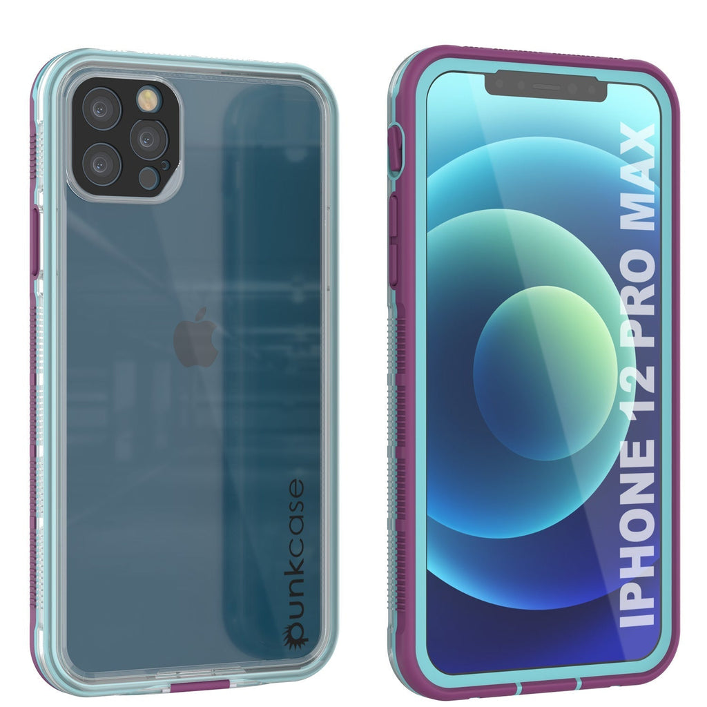 Punkcase iPhone 13 Pro Max Waterproof Case [Aqua Series] Armor Cover [Clear Blue] [Clear Back] (Color in image: Clear Blue)