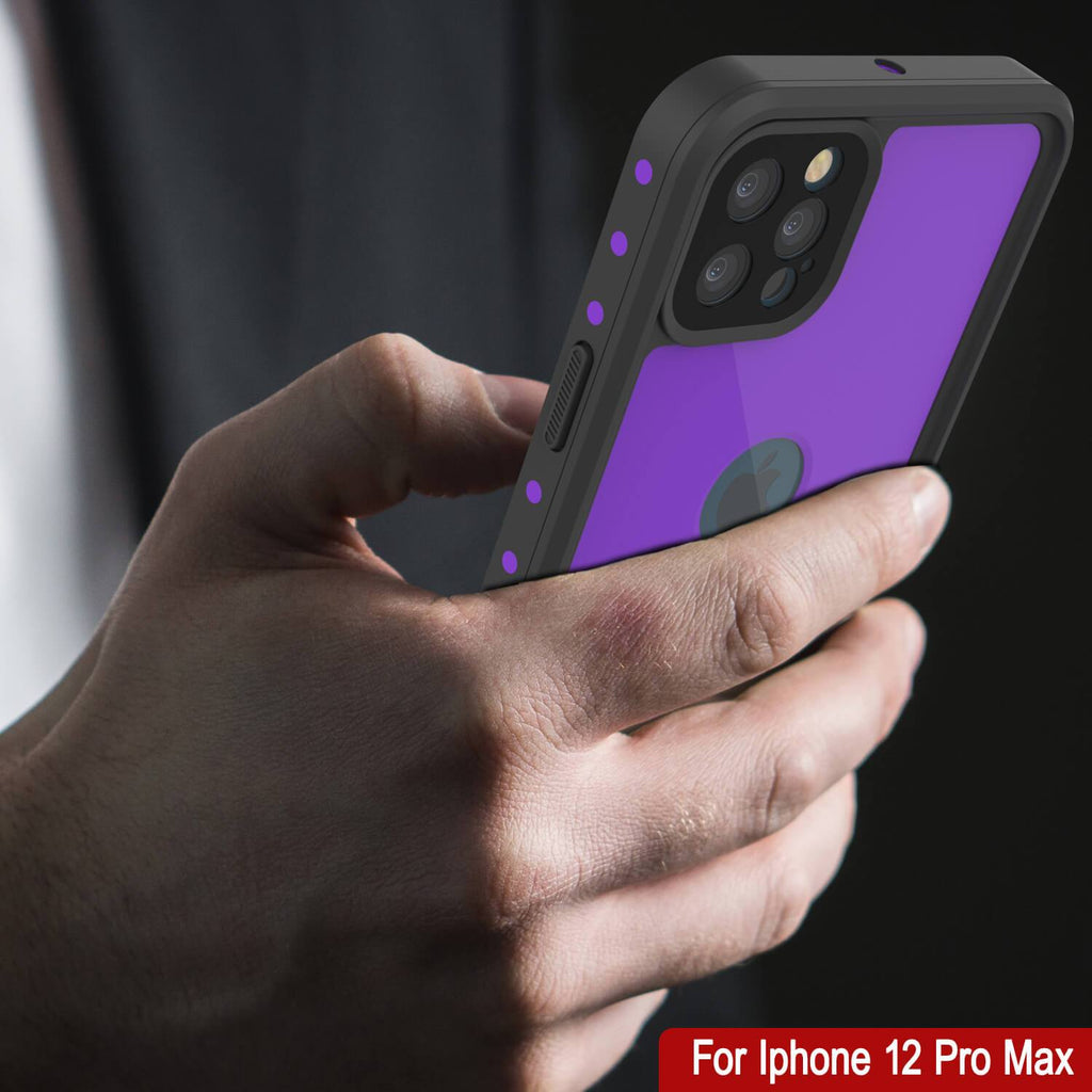 iPhone 12 Pro Max Waterproof IP68 Case, Punkcase [Purple] [StudStar Series] [Slim Fit] [Dirtproof] (Color in image: Red)