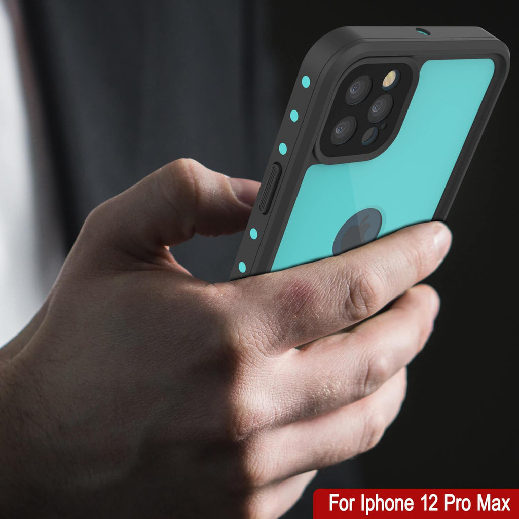 iPhone 12 Pro Max Waterproof IP68 Case, Punkcase [Teal] [StudStar Series] [Slim Fit] (Color in image: Light Green)