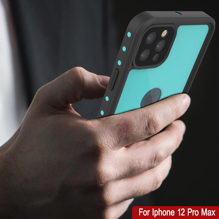 iPhone 12 Pro Max Waterproof IP68 Case, Punkcase [Teal] [StudStar Series] [Slim Fit] (Color in image: Light Green)