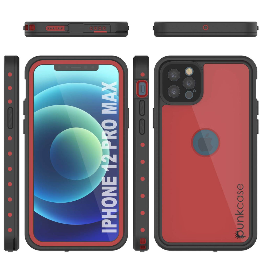 iPhone 12 Pro Max Waterproof IP68 Case, Punkcase [Red] [StudStar Series] [Slim Fit] (Color in image: Teal)