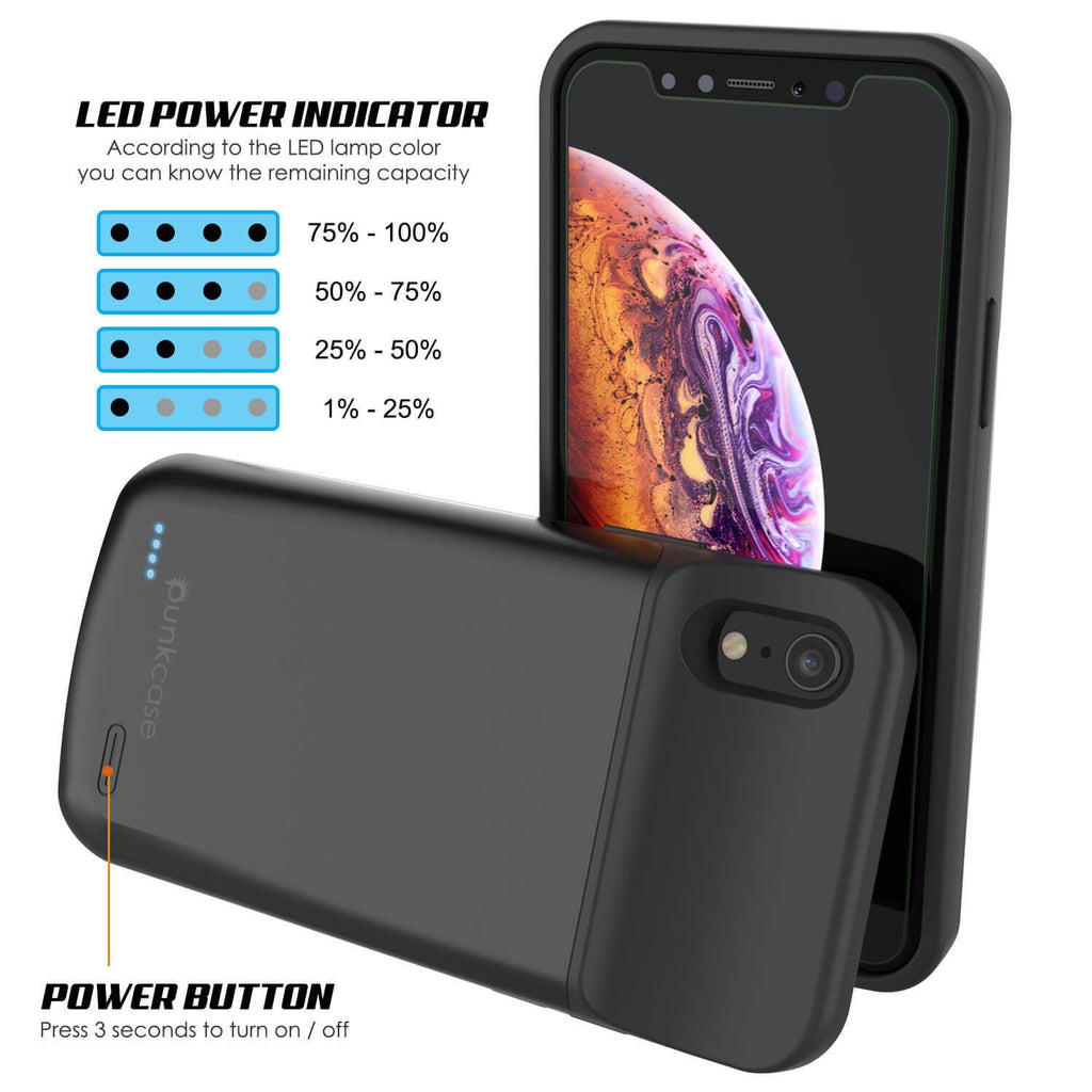 iPhone 11 Pro Max Battery Case, PunkJuice 5000mAH Fast Charging Power Bank W/ Screen Protector | [Black] (Color in image: gold)