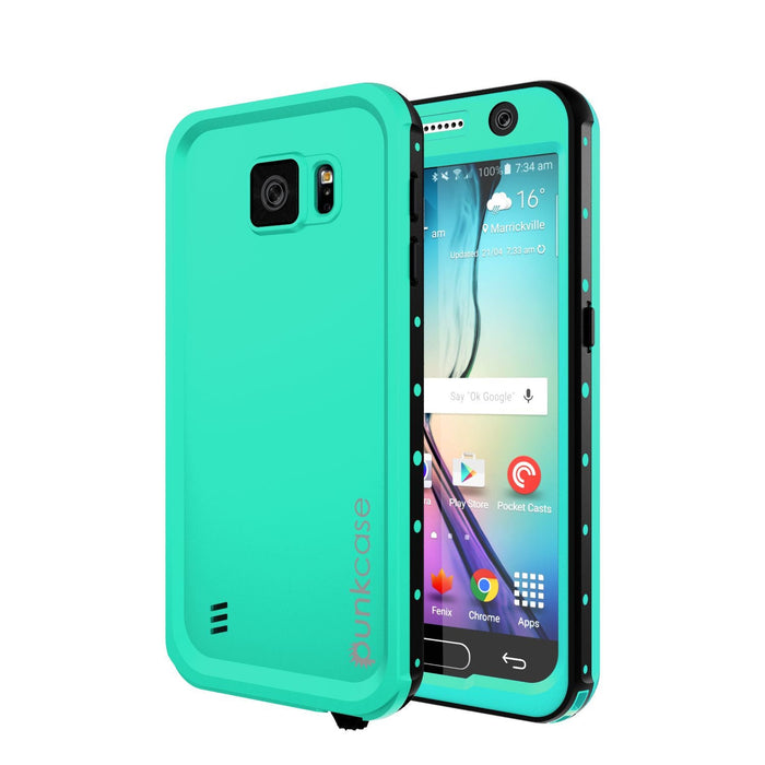 Galaxy S6 Waterproof Case PunkCase StudStar Teal Thin 6.6ft Underwater IP68 Shock/Dirt/Snow Proof (Color in image: teal)