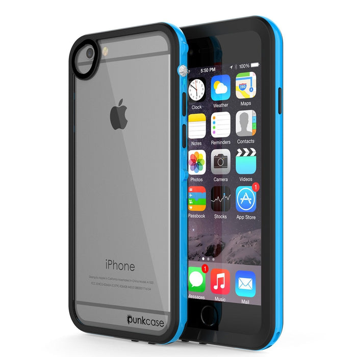 Apple iPhone 8 Waterproof Case, PUNKcase CRYSTAL 2.0 Light Blue  W/ Attached Screen Protector  | Warranty (Color in image: Pink)