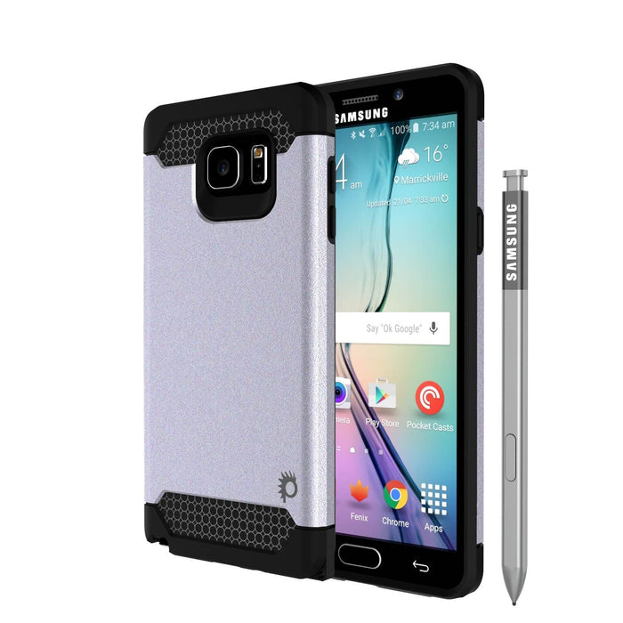 Galaxy Note 5 Case PunkCase Galactic SIlver Series Slim Armor Soft Cover Case w/ Tempered Glass (Color in image: silver)