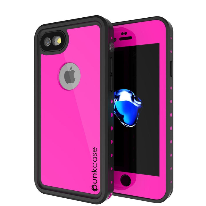 iPhone 8 Waterproof Case, Punkcase [Pink] [StudStar Series] [Slim Fit][IP68 Certified]  [Dirtproof] [Snowproof] (Color in image: pink)