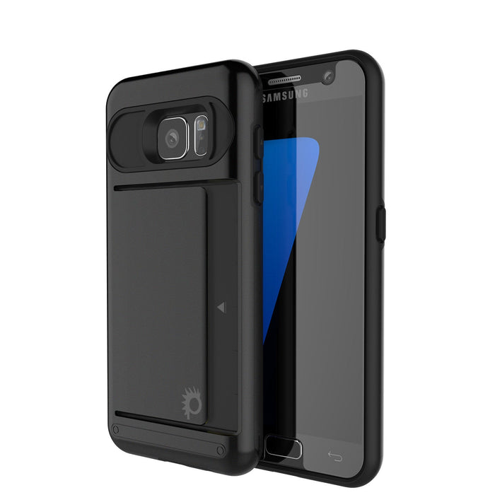 Galaxy S7 EDGE Case PunkCase CLUTCH Black Series Slim Armor Soft Cover Case w/ Screen Protector (Color in image: Black)