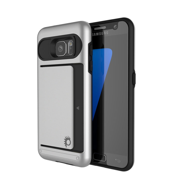 Galaxy s7 Case PunkCase CLUTCH Silver Series Slim Armor Soft Cover Case w/ Tempered Glass (Color in image: Silver)