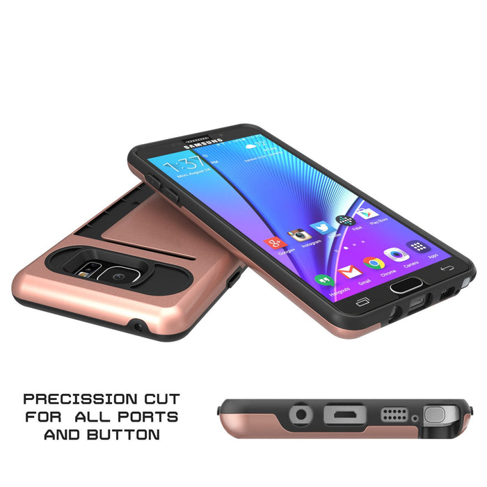 Galaxy Note 5 Case PunkCase CLUTCH Rose Gold Series Slim Armor Soft Cover Case w/ Tempered Glass (Color in image: Silver)