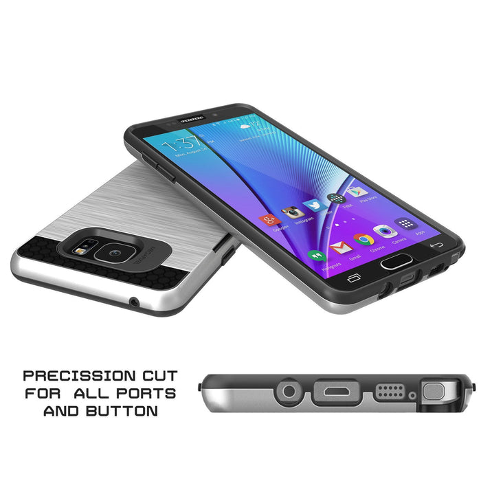 Galaxy Note 5 Case PunkCase SLOT Silver Series Slim Armor Soft Cover Case w/ Tempered Glass (Color in image: Pink)