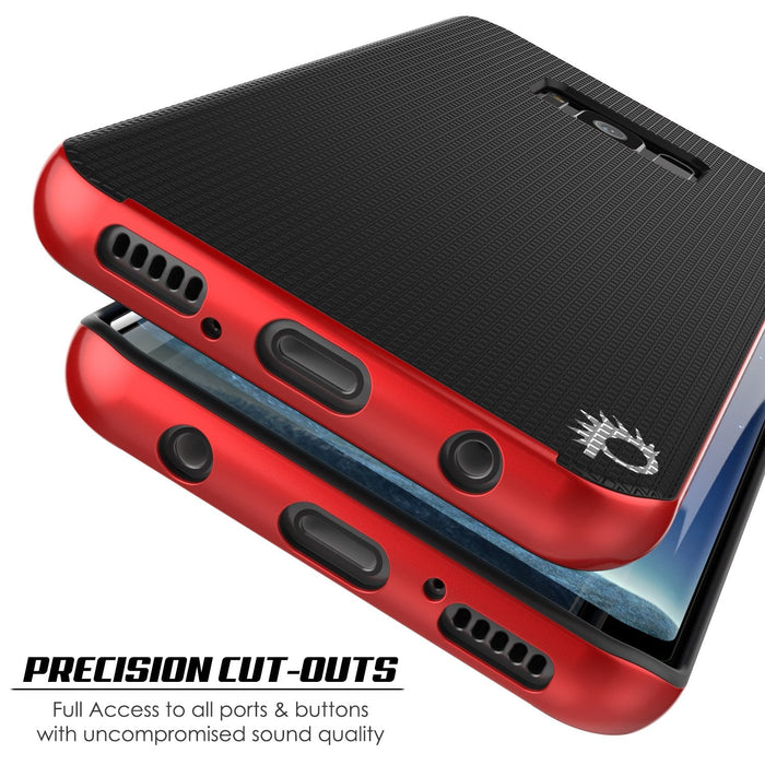 Galaxy S8 PLUS Case, PunkCase [Stealth Series] Hybrid 3-Piece Shockproof Dual Layer Cover [Non-Slip] [Soft TPU + PC Bumper] with PUNKSHIELD Screen Protector for Samsung S8+ [Red] (Color in image: Gold)
