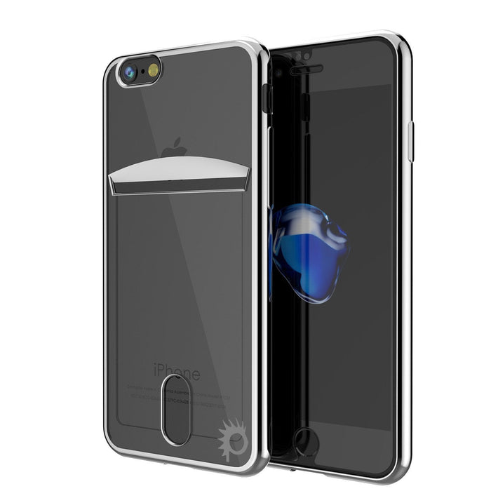 iPhone 8 Case, PUNKCASE® LUCID Silver Series | Card Slot | SHIELD Screen Protector | Ultra fit (Color in image: Silver)