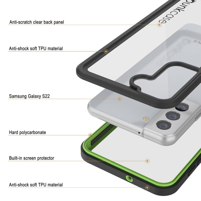 Galaxy S22 Water/ Shockproof [Extreme Series] Screen Protector Case [Light Green] (Color in image: White)