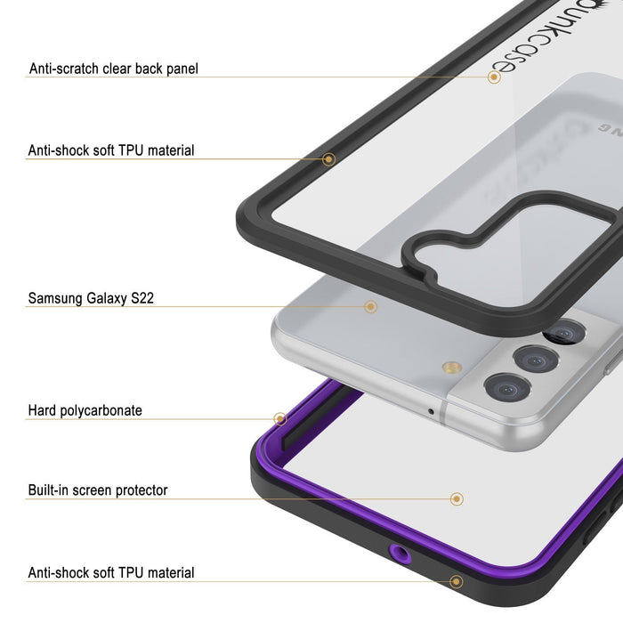 Galaxy S22 Water/ Shockproof [Extreme Series] Slim Screen Protector Case [Purple] (Color in image: Light Green)