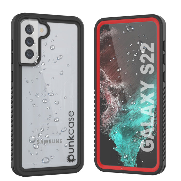 Galaxy S22 Water/ Shock/ Snowproof [Extreme Series] Slim Screen Protector Case [Red] (Color in image: Red)