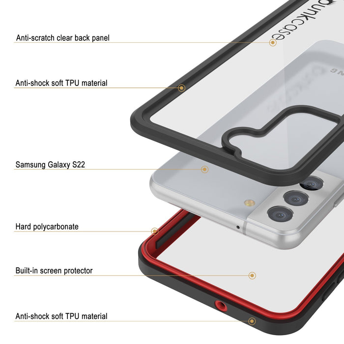 Galaxy S22 Water/ Shock/ Snowproof [Extreme Series] Slim Screen Protector Case [Red] (Color in image: Light blue)