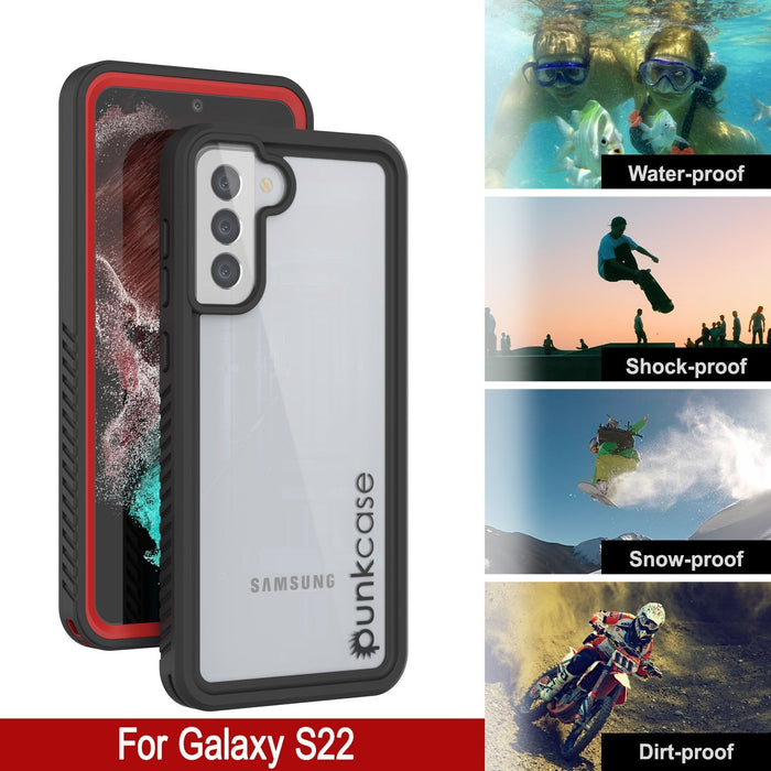 Galaxy S22 Water/ Shock/ Snowproof [Extreme Series] Slim Screen Protector Case [Red] (Color in image: Black)