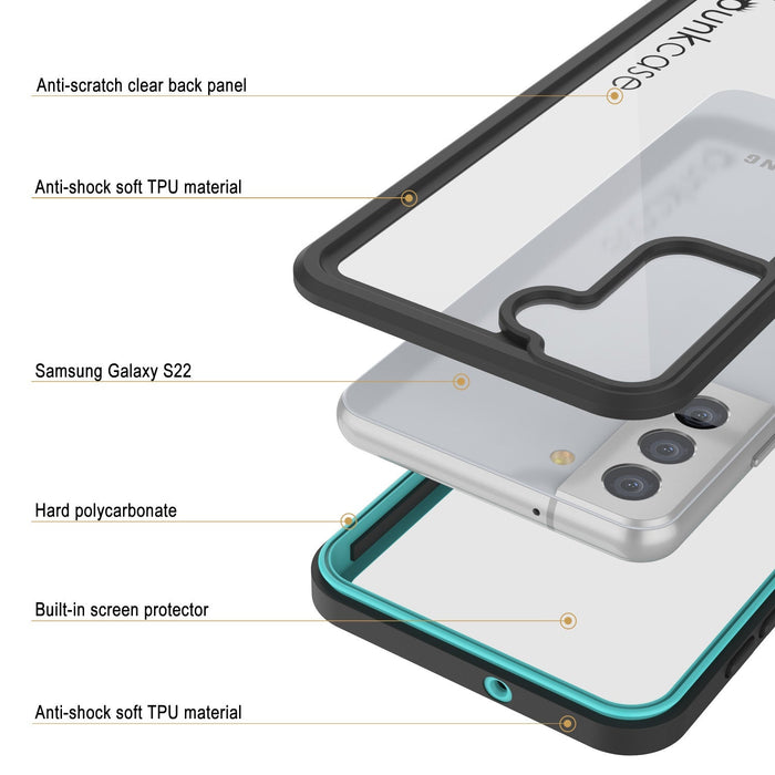 Galaxy S22 Water/ Shock/ Snowproof [Extreme Series]  Screen Protector Case [Teal] (Color in image: Purple)
