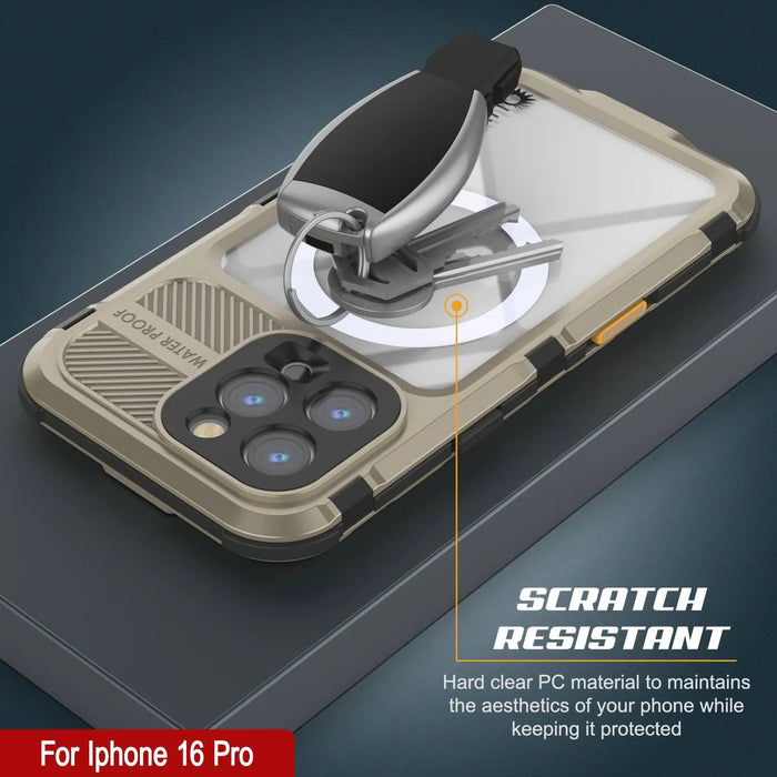 iPhone 16 Pro Metal Extreme 2.0 Series Wasserdichtes Aluminiumgehäuse IP68 mit integriertem Displayschutz [Gold]