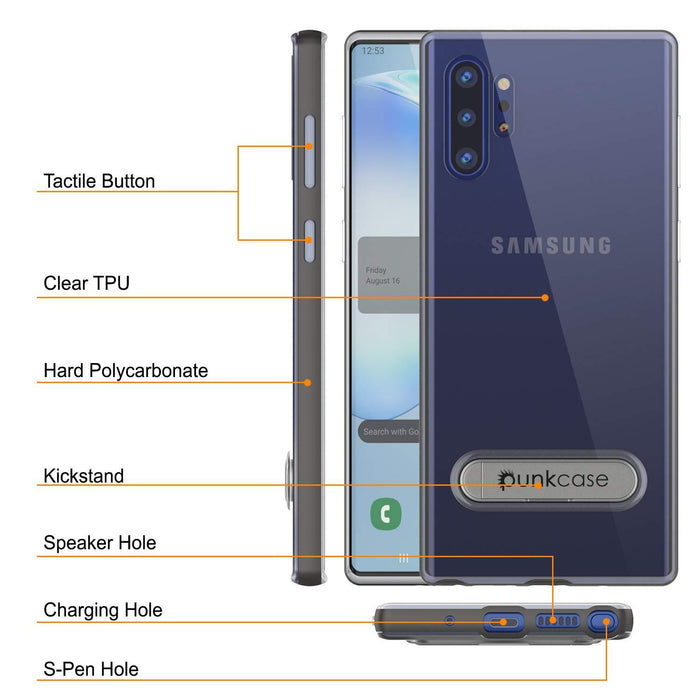 Galaxy Note 10+ Plus Lucid 3.0 PunkCase Armor Cover w/Integrated Kickstand and Screen Protector [Grey] (Color in image: Black)