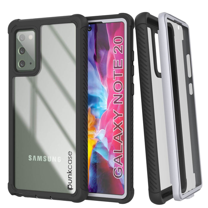 Punkcase Galaxy Note 20 Case, [Spartan Series] White Rugged Heavy Duty Cover W/Built in Screen Protector (Color in image: Light Blue)