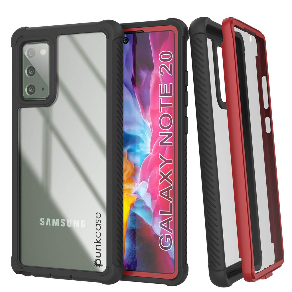 Punkcase Galaxy Note 20 Case, [Spartan Series] Red Rugged Heavy Duty Cover W/Built in Screen Protector (Color in image: Light Blue)