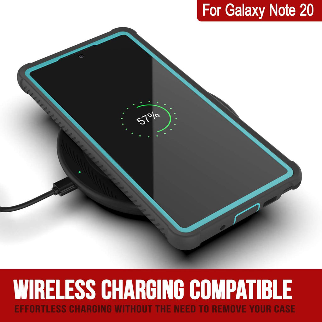Punkcase Galaxy Note 20 Case, [Spartan Series] Teal Rugged Heavy Duty Cover W/Built in Screen Protector (Color in image: Light Green)