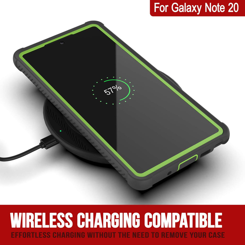 Punkcase Galaxy Note 20 Case, [Spartan Series] Light Green Rugged Heavy Duty Cover W/Built in Screen Protector (Color in image: Black)