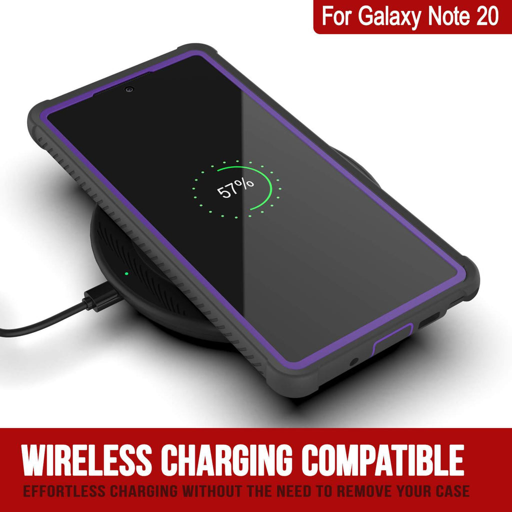 Punkcase Galaxy Note 20 Case, [Spartan Series] Purple Rugged Heavy Duty Cover W/Built in Screen Protector (Color in image: Light Green)