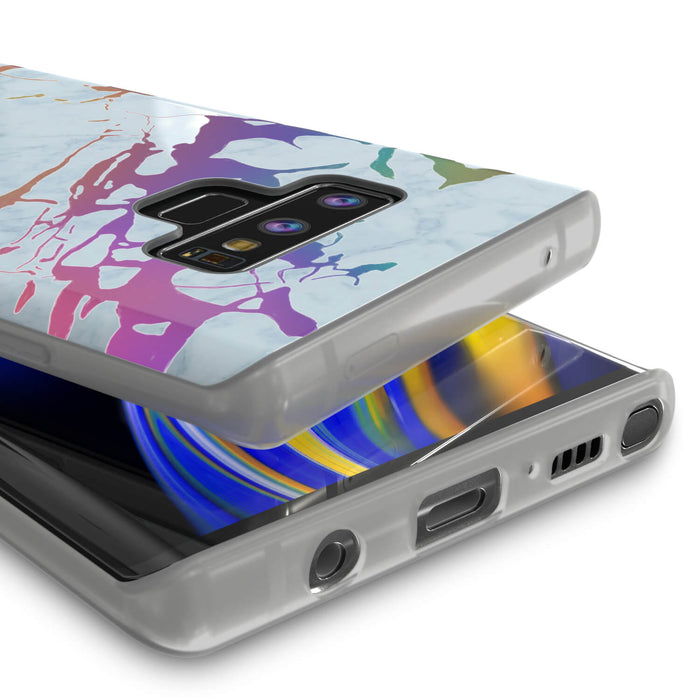 Galaxy Note 9 Full Body W/ Screen Protector Marble Case (Blue Marmo) (Color in image: Rose Mirage)