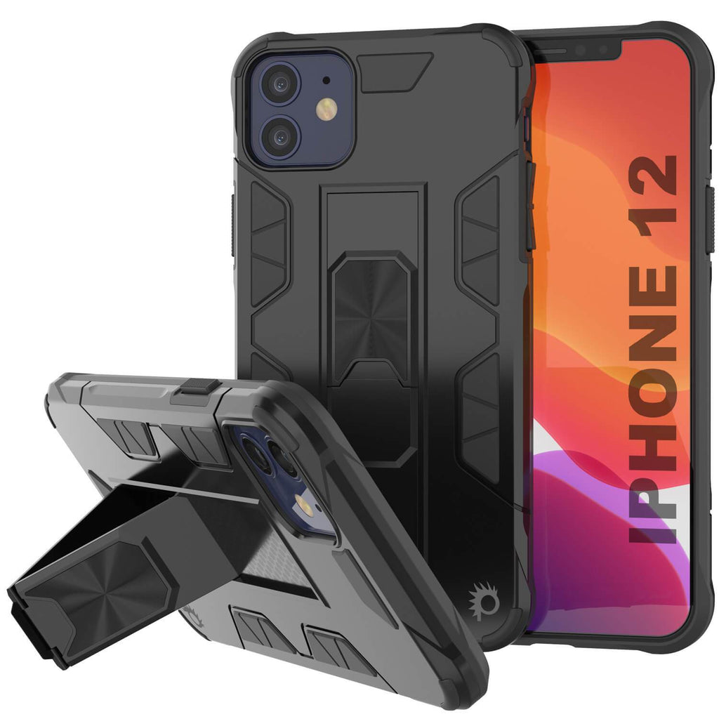 Punkcase iPhone 12 Case [ArmorShield Series] Military Style Protective Dual Layer Case Black (Color in image: black)