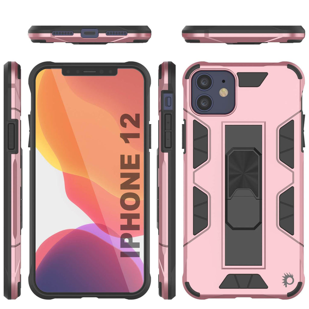 Punkcase iPhone 12 Case [ArmorShield Series] Military Style Protective Dual Layer Case Rose-Gold 