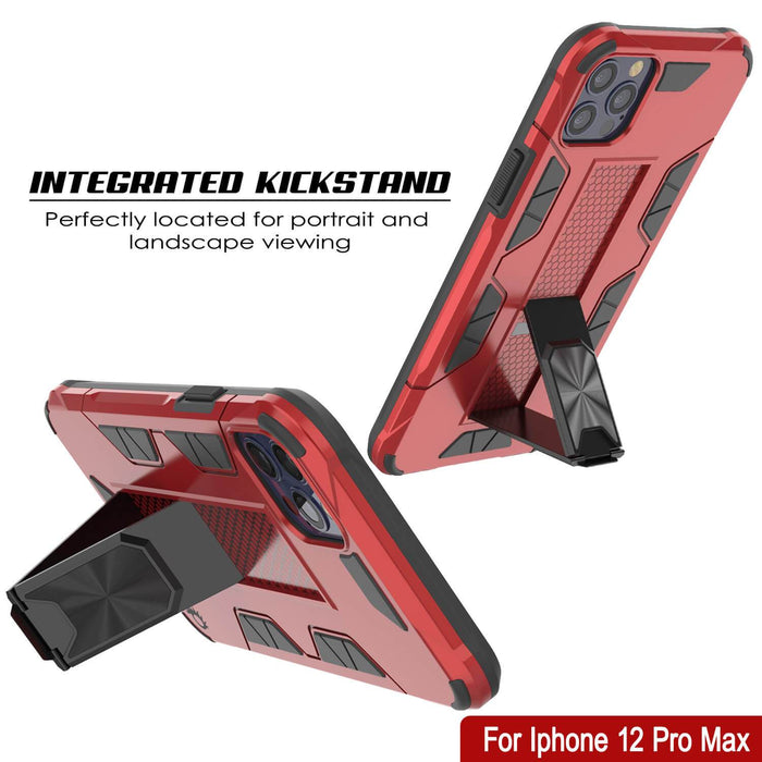 Punkcase iPhone 12 Pro Max Case [ArmorShield Series] Military Style Protective Dual Layer Case Red (Color in image: Rose Gold)