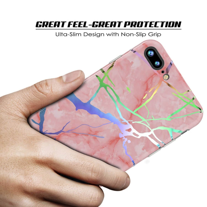 Punkcase iPhone 8+ / 7+ Plus Marble Case, Protective Full Body Cover W/9H Tempered Glass Screen Protector (Rose Mirage) (Color in image: Blue Marmo)