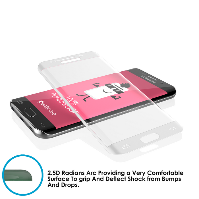 Galaxy S6 Edge White Punkcase Glass SHIELD Tempered Glass Screen Protector 0.33mm Thick 9H Glass (Color in image: Black)