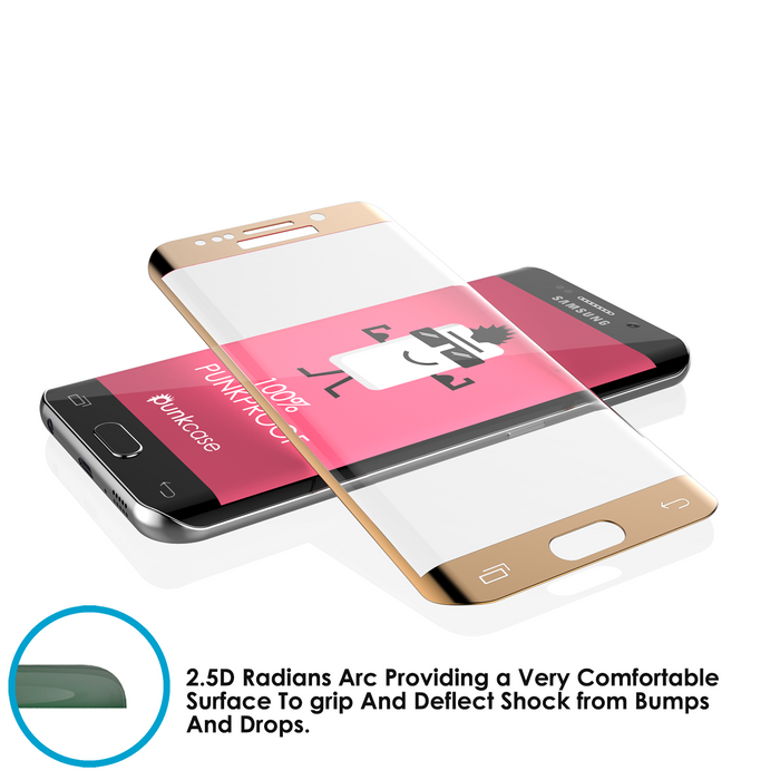 Galaxy S6 Edge Plus Gold Punkcase Glass SHIELD Tempered Glass Screen Protector 0.33mm Thick 9H (Color in image: Black)