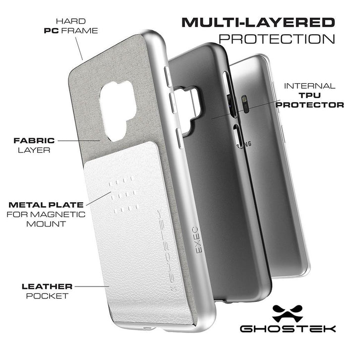 Galaxy S9 Protective Wallet Case | Exec 2 Series [Brown] (Color in image: Red)