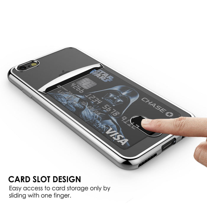 iPhone 8 Case, PUNKCASE® LUCID Silver Series | Card Slot | SHIELD Screen Protector | Ultra fit 