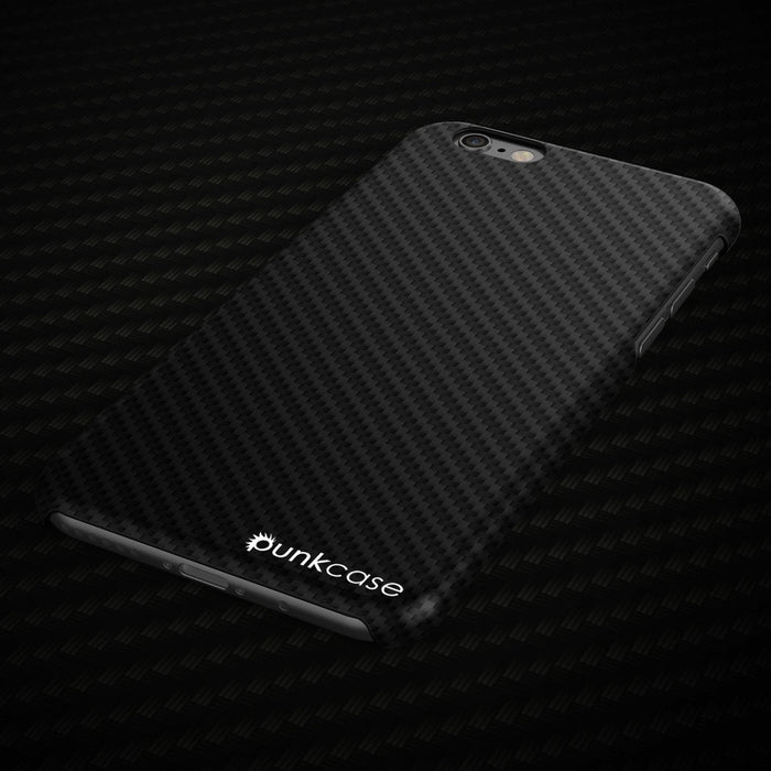 iPhone 8 Case, Punkcase CarbonShield Jet Black with 0.3mm Tempered Glass 