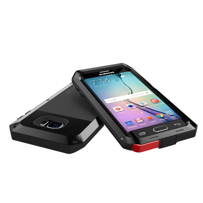 Galaxy S6 EDGE Case, PUNKcase Metallic Black Shockproof  Slim Metal Armor Case (Color in image: neon)