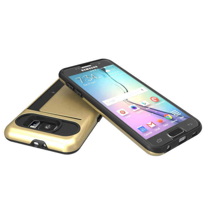 Galaxy s6 Case PunkCase CLUTCH Gold Series Slim Armor Soft Cover Case w/ Tempered Glass (Color in image: Pink)