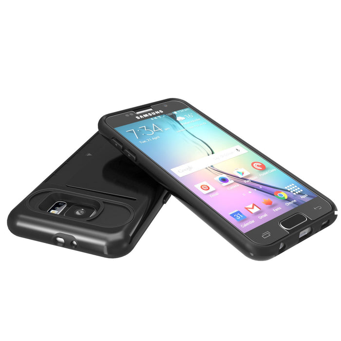 Galaxy s6 Case PunkCase CLUTCH Black Series Slim Armor Soft Cover Case w/ Tempered Glass (Color in image: Pink)